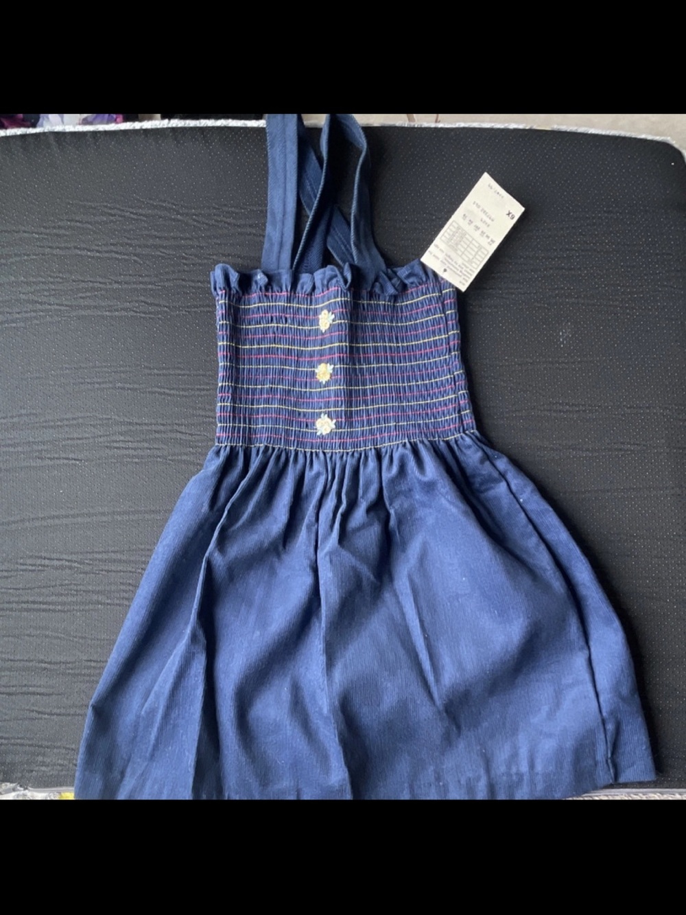 Sears Navy Knit Top with Red and Yellow Stripe Accents